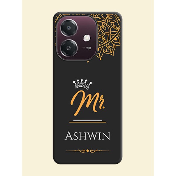 Mr Name with Floral Design On Space Black Custom Soft Matte Mobile Back Cover - Oppo A3X 4G Mr Name with Floral Design On Space Black Custom Soft Matte Mobile Back Cover - Oppo A3X 4G