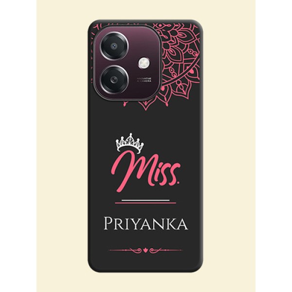 Mrs Name with Floral Design On Space Black Custom Soft Matte Mobile Back Cover - Oppo A3X 4G Mrs Name with Floral Design On Space Black Custom Soft Matte Mobile Back Cover - Oppo A3X 4G