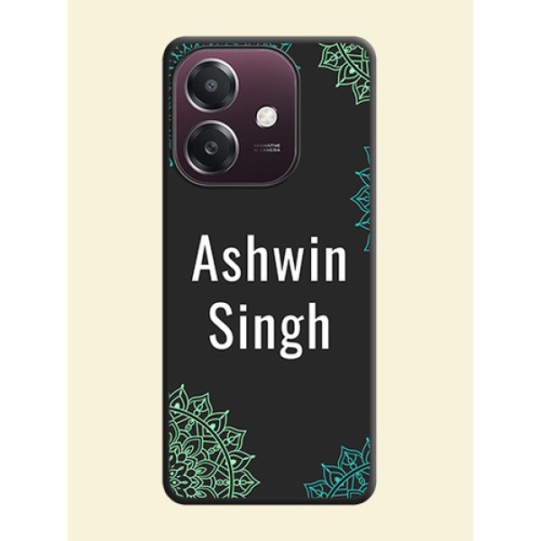 Your Name with Floral Design On Space Black Custom Soft Matte Mobile Back Cover - Oppo A3X 4G Your Name with Floral Design On Space Black Custom Soft Matte Mobile Back Cover - Oppo A3X 4G