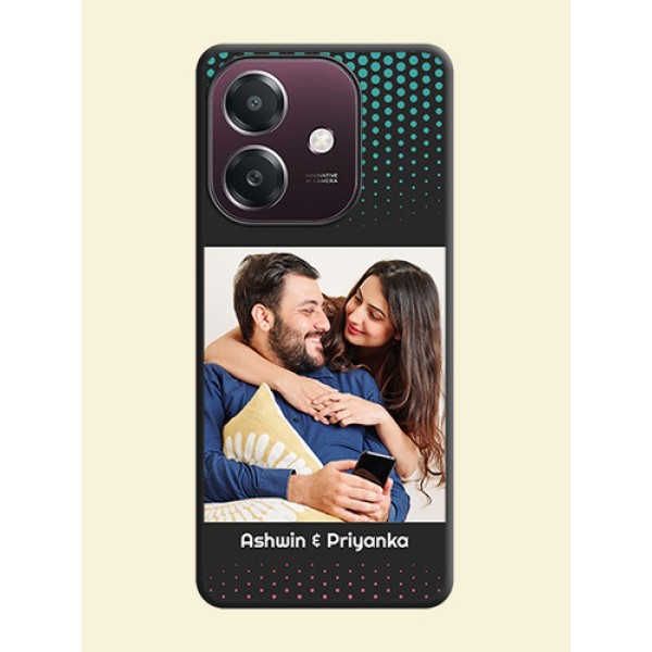 Faded Dots with Grunge Photo Frame and Text On Space Black Custom Soft Matte Mobile Back Cover - Oppo A3X 4G Faded Dots with Grunge Photo Frame and Text On Space Black Custom Soft Matte Mobile Back Cover - Oppo A3X 4G