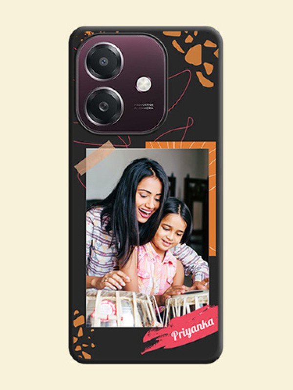 Orange Photo Frame On Space Black Custom Soft Matte Mobile Back Cover - Oppo A3X 4G