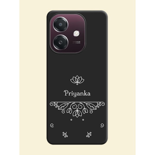 Lotus Garden Custom Text On Space Black Custom Soft Matte Mobile Back Cover - Oppo A3X 4G Lotus Garden Custom Text On Space Black Custom Soft Matte Mobile Back Cover - Oppo A3X 4G