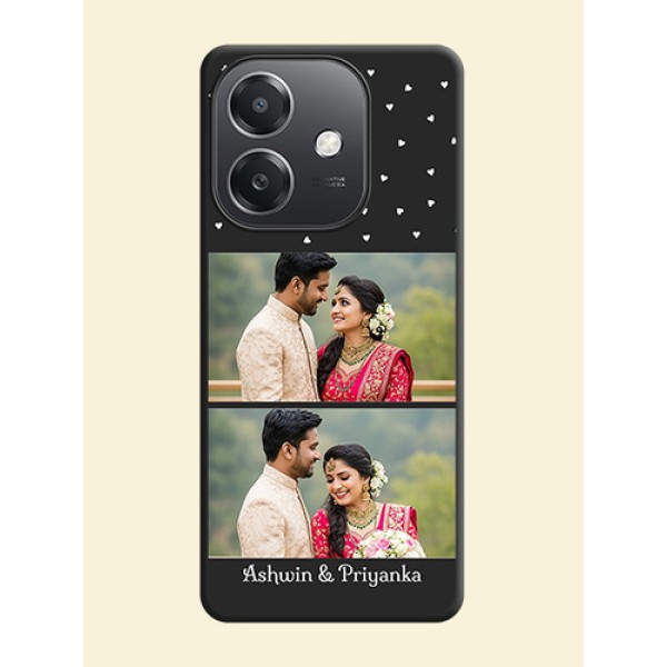 Miniature Love Symbols with Name On Space Black Custom Soft Matte Mobile Back Cover - Oppo A3X 5G Miniature Love Symbols with Name On Space Black Custom Soft Matte Mobile Back Cover - Oppo A3X 5G