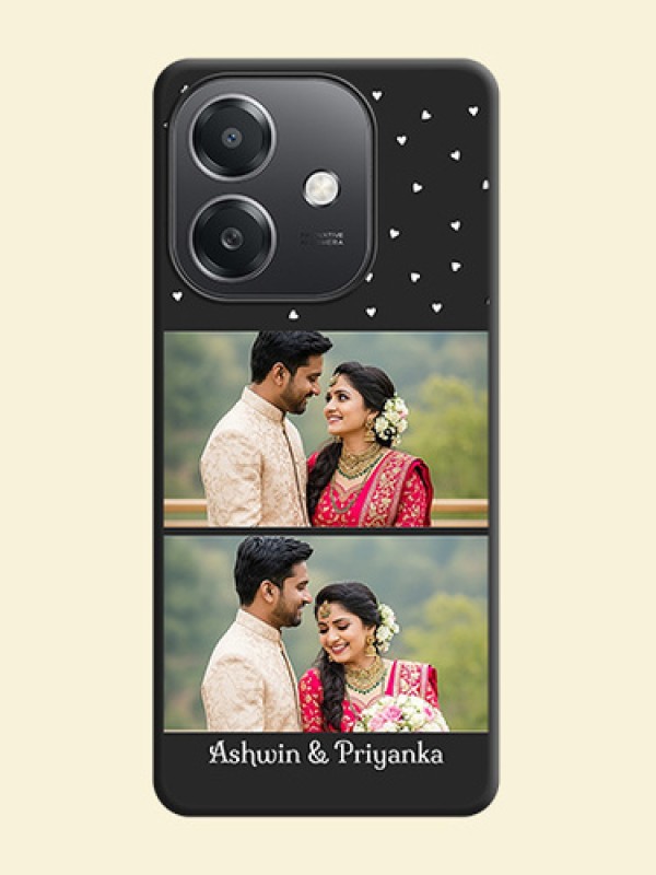 Miniature Love Symbols with Name On Space Black Custom Soft Matte Mobile Back Cover - Oppo A3X 5G