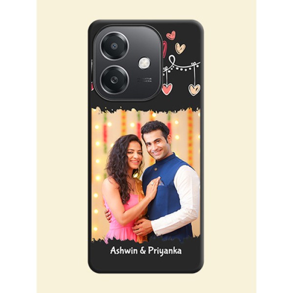 Pink Love Hangings with Name On Space Black Custom Soft Matte Mobile Back Cover - Oppo A3X 5G Pink Love Hangings with Name On Space Black Custom Soft Matte Mobile Back Cover - Oppo A3X 5G