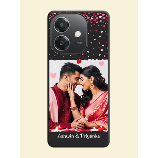 Fall in Love with Your Partner on Photo On Space Black Custom Soft Matte Mobile Back Cover - Oppo A3X 5G Fall in Love with Your Partner on Photo On Space Black Custom Soft Matte Mobile Back Cover - Oppo A3X 5G