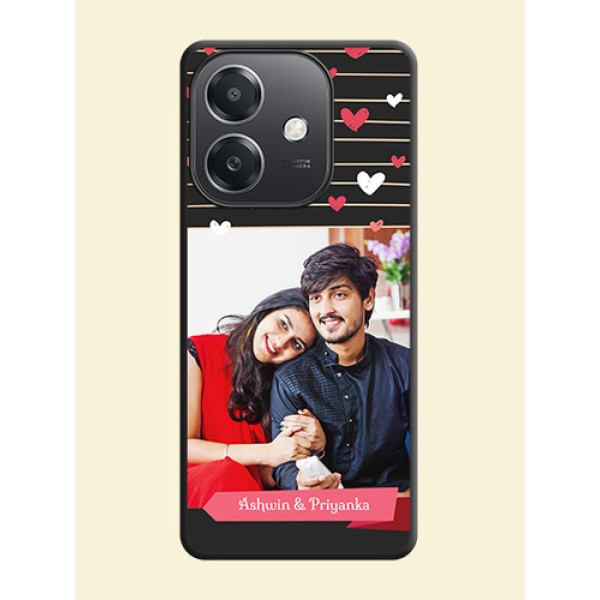 Love Pattern with Name on Pink Ribbon on Photo On Space Black Custom Soft Matte Mobile Back Cover - Oppo A3X 5G Love Pattern with Name on Pink Ribbon on Photo On Space Black Custom Soft Matte Mobile Back Cover - Oppo A3X 5G
