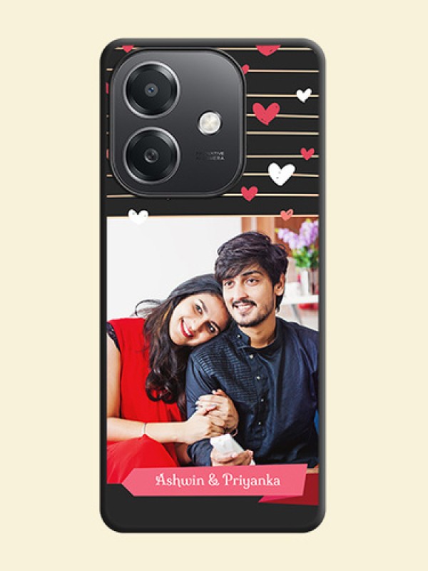 Love Pattern with Name on Pink Ribbon on Photo On Space Black Custom Soft Matte Mobile Back Cover - Oppo A3X 5G