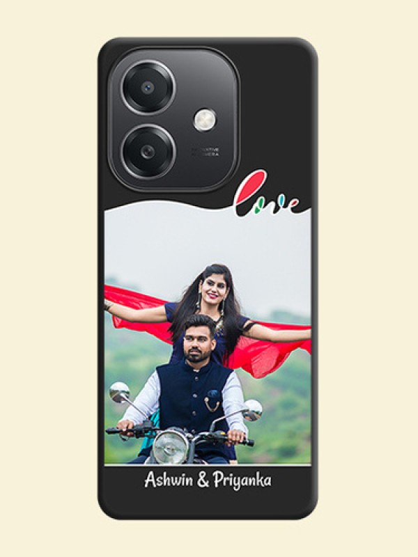 Fall in Love Pattern with Picture on Photo On Space Black Custom Soft Matte Mobile Back Cover - Oppo A3X 5G