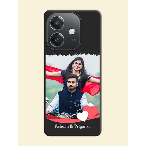 Pin Color Love Shaped Ribbon Design with Text On Space Black Custom Soft Matte Mobile Back Cover - Oppo A3X 5G Pin Color Love Shaped Ribbon Design with Text On Space Black Custom Soft Matte Mobile Back Cover - Oppo A3X 5G