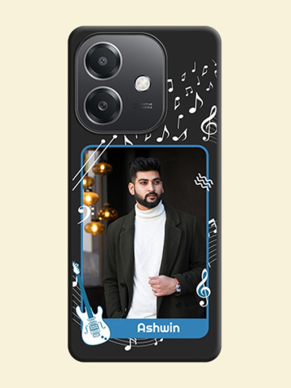 Musical Theme Design with Text on Photo On Space Black Custom Soft Matte Mobile Back Cover - Oppo A3X 5G