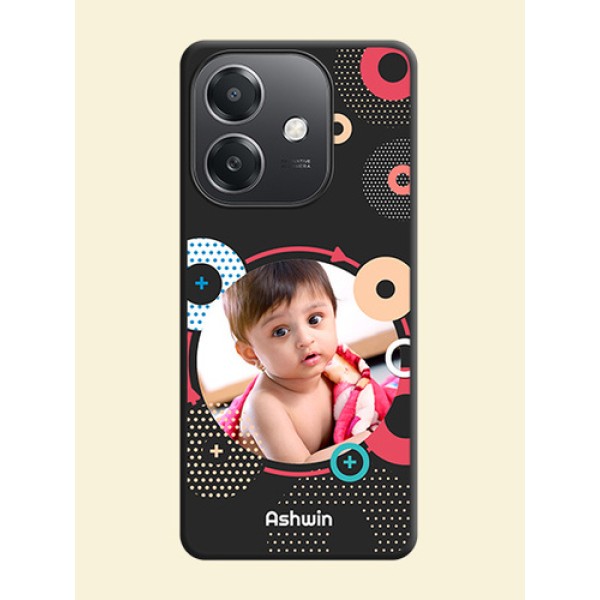 Multicoloured Round Image On Space Black Custom Soft Matte Mobile Back Cover - Oppo A3X 5G Multicoloured Round Image On Space Black Custom Soft Matte Mobile Back Cover - Oppo A3X 5G