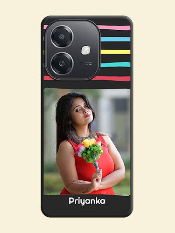 Multicolor Lines with Image On Space Black Custom Soft Matte Mobile Back Cover - Oppo A3X 5G