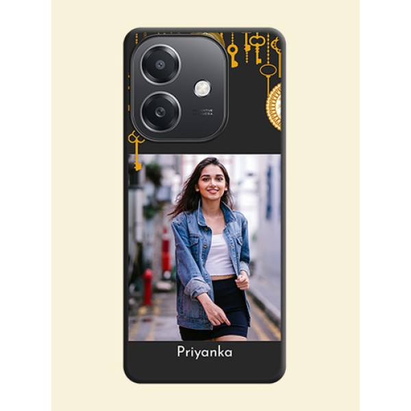 Decorative Design with Text On Space Black Custom Soft Matte Mobile Back Cover - Oppo A3X 5G Decorative Design with Text On Space Black Custom Soft Matte Mobile Back Cover - Oppo A3X 5G