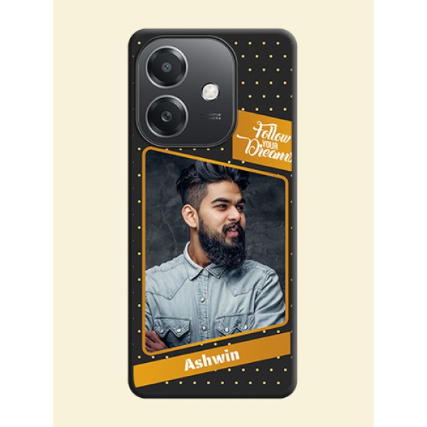 Follow Your Dreams with White Dots On Space Black Custom Soft Matte Mobile Back Cover - Oppo A3X 5G Follow Your Dreams with White Dots On Space Black Custom Soft Matte Mobile Back Cover - Oppo A3X 5G