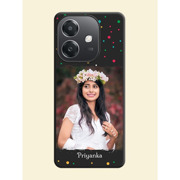 Multicolor Dotted Pattern with Text On Space Black Custom Soft Matte Mobile Back Cover - Oppo A3X 5G Multicolor Dotted Pattern with Text On Space Black Custom Soft Matte Mobile Back Cover - Oppo A3X 5G
