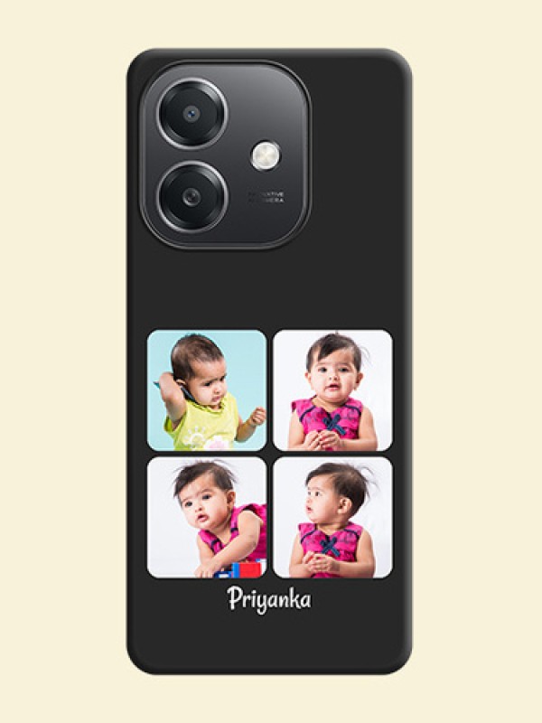 Floral Art with 6 Image Holder on Photo On Space Black Custom Soft Matte Mobile Back Cover - Oppo A3X 5G