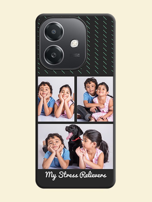 Cross Dotted Pattern with 2 Image Holder On Space Black Custom Soft Matte Mobile Back Cover - Oppo A3X 5G