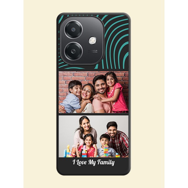 Wave Pattern with 2 Image Holder On Space Black Custom Soft Matte Mobile Back Cover - Oppo A3X 5G Wave Pattern with 2 Image Holder On Space Black Custom Soft Matte Mobile Back Cover - Oppo A3X 5G