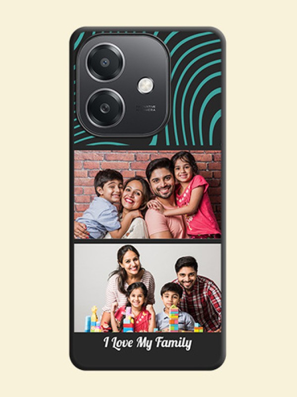 Wave Pattern with 2 Image Holder On Space Black Custom Soft Matte Mobile Back Cover - Oppo A3X 5G