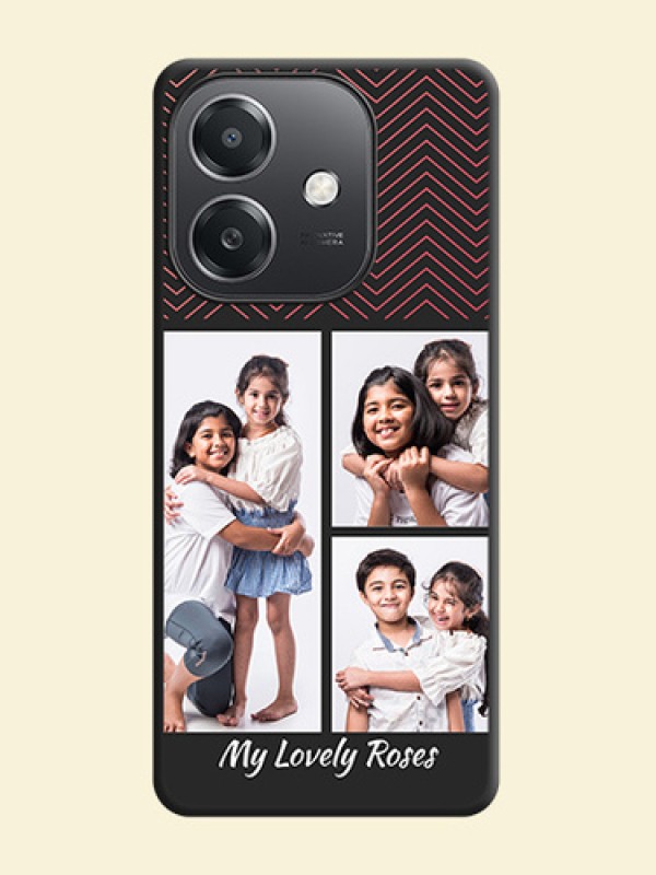 Wave Pattern with 3 Image Holder On Space Black Custom Soft Matte Mobile Back Cover - Oppo A3X 5G