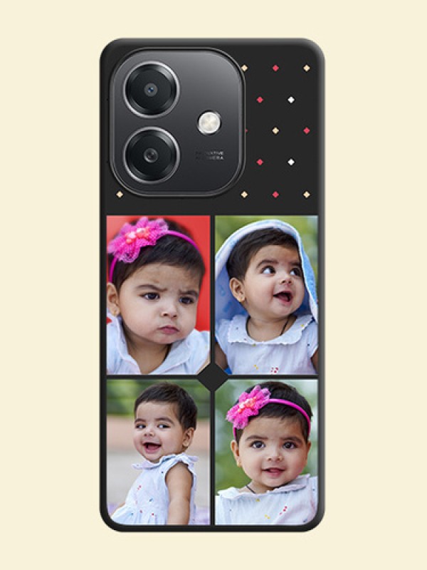 Multicolor Dotted Pattern with 4 Image Holder On Space Black Custom Soft Matte Mobile Back Cover - Oppo A3X 5G