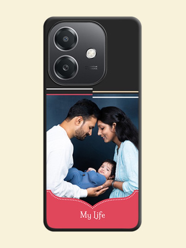Classic Plain Design with Name On Space Black Custom Soft Matte Mobile Back Cover - Oppo A3X 5G