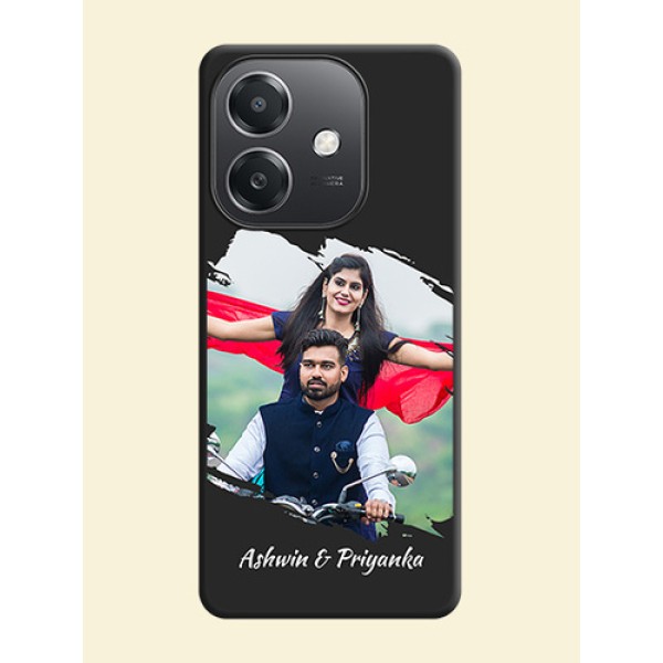 Grunge Brush Strokes on Photo On Space Black Custom Soft Matte Mobile Back Cover - Oppo A3X 5G Grunge Brush Strokes on Photo On Space Black Custom Soft Matte Mobile Back Cover - Oppo A3X 5G