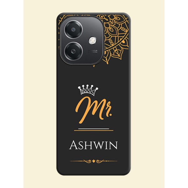 Mr Name with Floral Design On Space Black Custom Soft Matte Mobile Back Cover - Oppo A3X 5G Mr Name with Floral Design On Space Black Custom Soft Matte Mobile Back Cover - Oppo A3X 5G