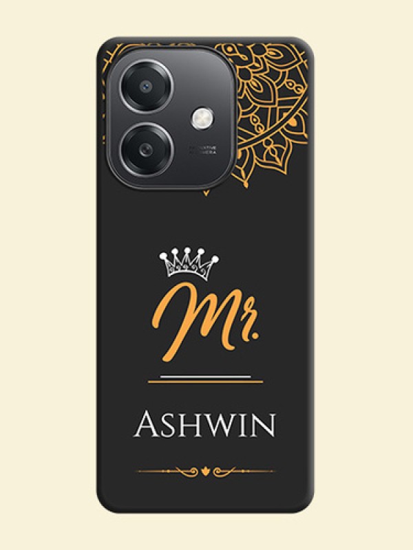Mr Name with Floral Design On Space Black Custom Soft Matte Mobile Back Cover - Oppo A3X 5G