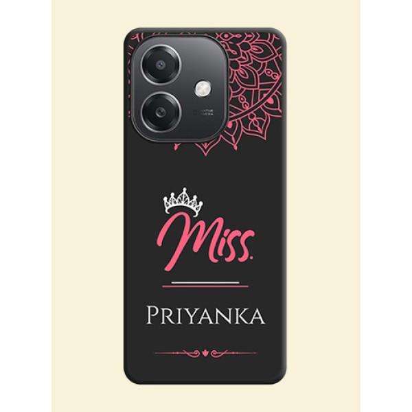 Mrs Name with Floral Design On Space Black Custom Soft Matte Mobile Back Cover - Oppo A3X 5G Mrs Name with Floral Design On Space Black Custom Soft Matte Mobile Back Cover - Oppo A3X 5G