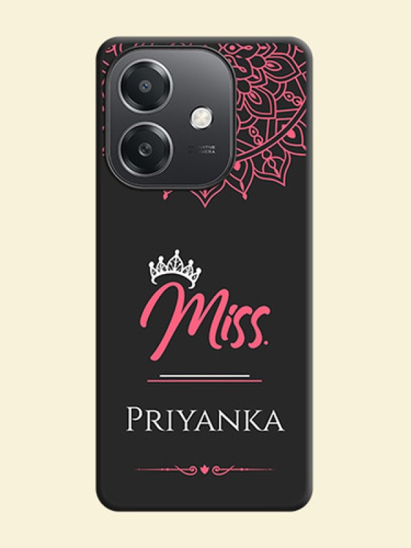 Mrs Name with Floral Design On Space Black Custom Soft Matte Mobile Back Cover - Oppo A3X 5G