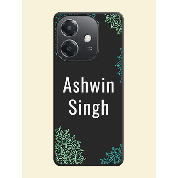 Your Name with Floral Design On Space Black Custom Soft Matte Mobile Back Cover - Oppo A3X 5G Your Name with Floral Design On Space Black Custom Soft Matte Mobile Back Cover - Oppo A3X 5G
