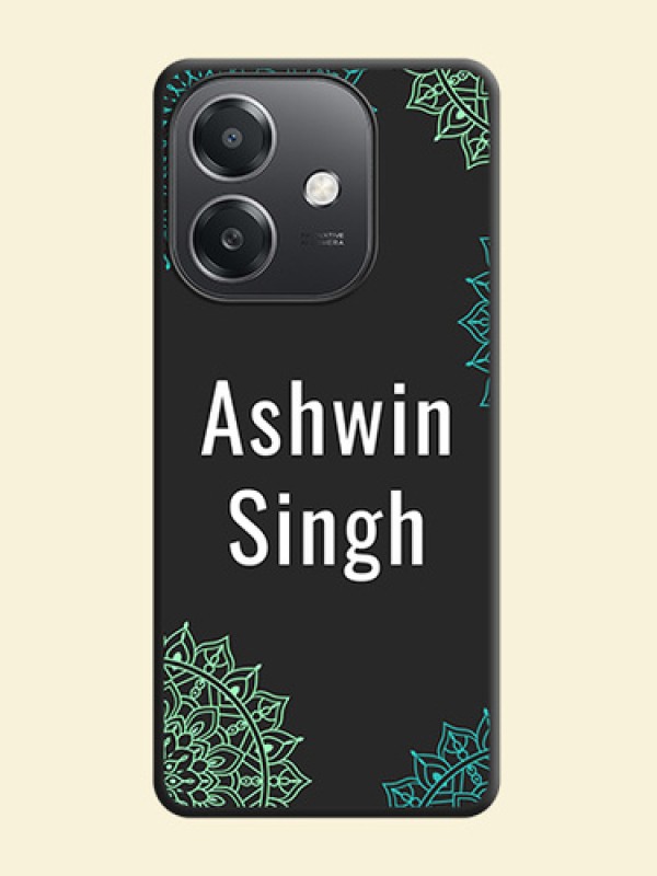 Your Name with Floral Design On Space Black Custom Soft Matte Mobile Back Cover - Oppo A3X 5G