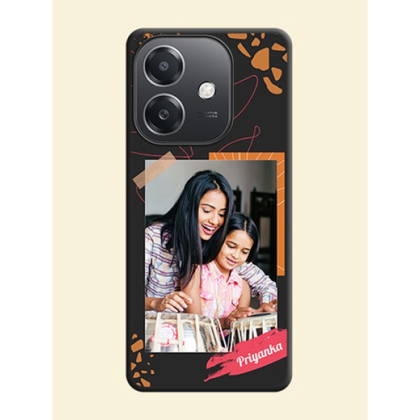 Orange Photo Frame On Space Black Custom Soft Matte Mobile Back Cover - Oppo A3X 5G Orange Photo Frame On Space Black Custom Soft Matte Mobile Back Cover - Oppo A3X 5G