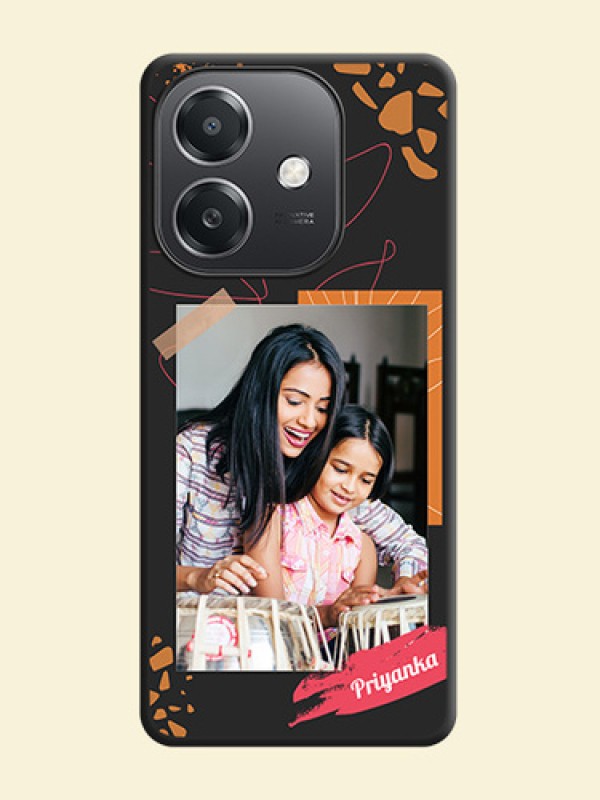 Orange Photo Frame On Space Black Custom Soft Matte Mobile Back Cover - Oppo A3X 5G