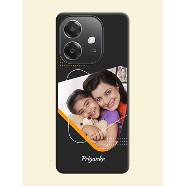 Yellow Triangle on Photo On Space Black Custom Soft Matte Mobile Back Cover - Oppo A3X 5G