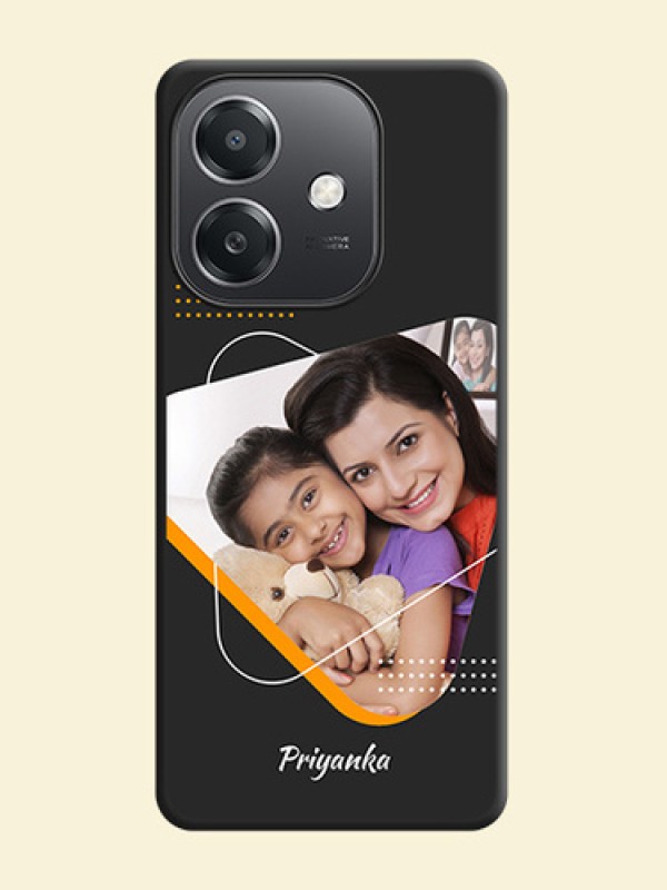 Yellow Triangle on Photo On Space Black Custom Soft Matte Mobile Back Cover - Oppo A3X 5G
