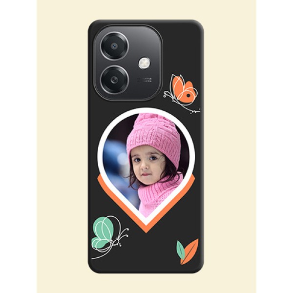 Upload Pic With Simple Butterly Design On Space Black Custom Soft Matte Mobile Back Cover - Oppo A3X 5G Upload Pic With Simple Butterly Design On Space Black Custom Soft Matte Mobile Back Cover - Oppo A3X 5G