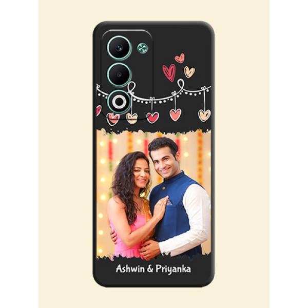Pink Love Hangings with Name On Space Black Custom Soft Matte Mobile Back Cover - Oppo A5 5G Pink Love Hangings with Name On Space Black Custom Soft Matte Mobile Back Cover - Oppo A5 5G