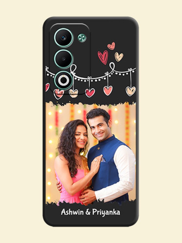 Pink Love Hangings with Name On Space Black Custom Soft Matte Mobile Back Cover - Oppo A5 5G
