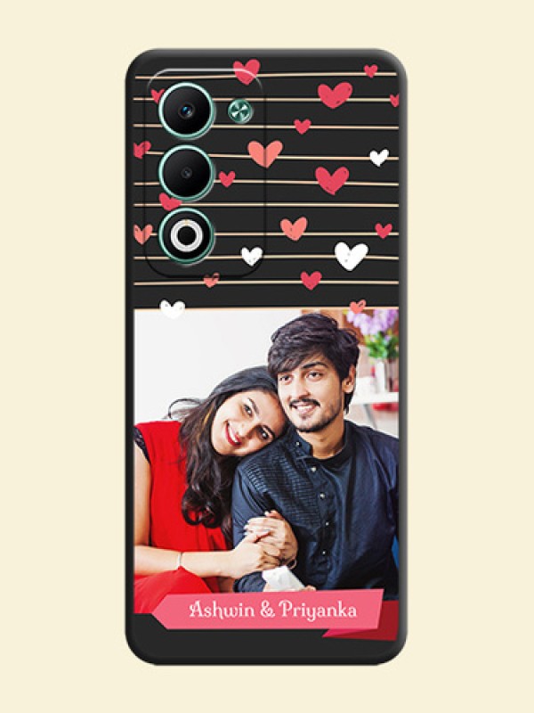 Love Pattern with Name on Pink Ribbon on Photo On Space Black Custom Soft Matte Mobile Back Cover - Oppo A5 5G