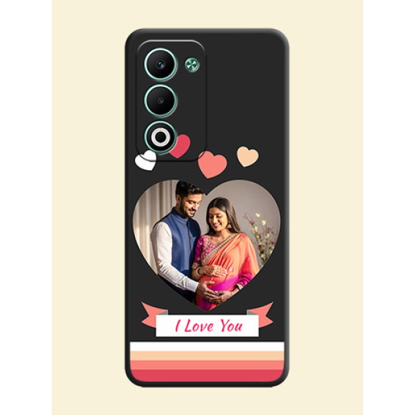 Love Shaped Photo with Colorful Stripes On Space Black Custom Soft Matte Mobile Back Cover - Oppo A5 5G Love Shaped Photo with Colorful Stripes On Space Black Custom Soft Matte Mobile Back Cover - Oppo A5 5G