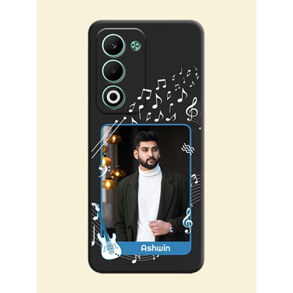 Musical Theme Design with Text on Photo On Space Black Custom Soft Matte Mobile Back Cover - Oppo A5 5G Musical Theme Design with Text on Photo On Space Black Custom Soft Matte Mobile Back Cover - Oppo A5 5G