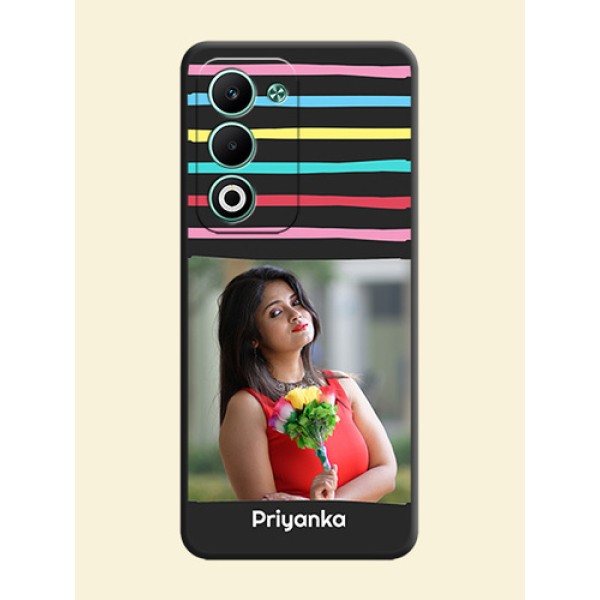 Multicolor Lines with Image On Space Black Custom Soft Matte Mobile Back Cover - Oppo A5 5G Multicolor Lines with Image On Space Black Custom Soft Matte Mobile Back Cover - Oppo A5 5G