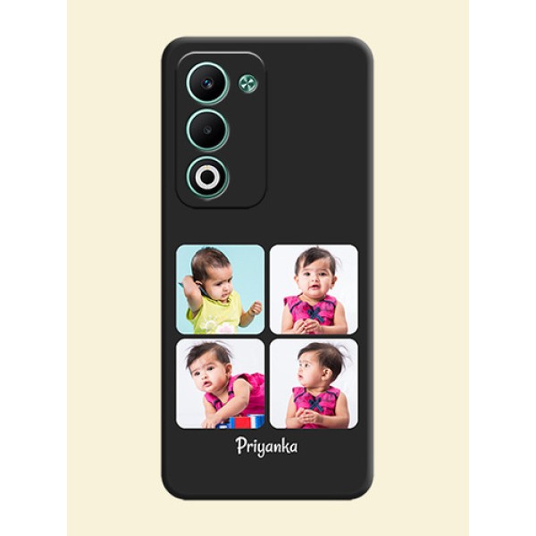 Floral Art with 6 Image Holder on Photo On Space Black Custom Soft Matte Mobile Back Cover - Oppo A5 5G Floral Art with 6 Image Holder on Photo On Space Black Custom Soft Matte Mobile Back Cover - Oppo A5 5G