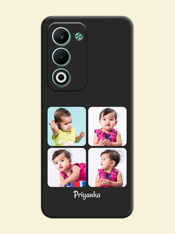 Floral Art with 6 Image Holder on Photo On Space Black Custom Soft Matte Mobile Back Cover - Oppo A5 5G