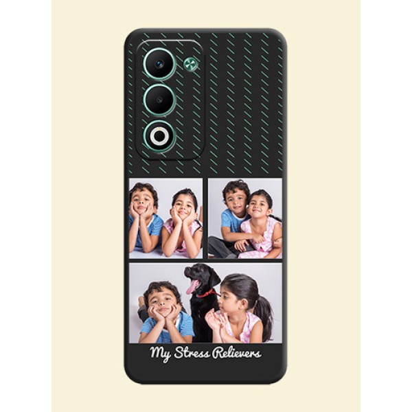 Cross Dotted Pattern with 2 Image Holder On Space Black Custom Soft Matte Mobile Back Cover - Oppo A5 5G Cross Dotted Pattern with 2 Image Holder On Space Black Custom Soft Matte Mobile Back Cover - Oppo A5 5G