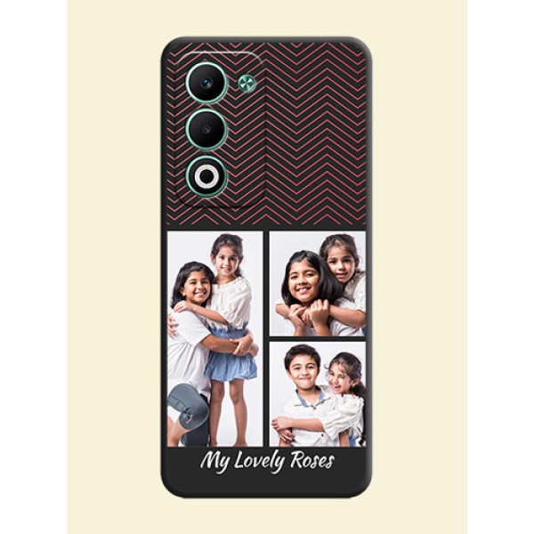 Wave Pattern with 3 Image Holder On Space Black Custom Soft Matte Mobile Back Cover - Oppo A5 5G Wave Pattern with 3 Image Holder On Space Black Custom Soft Matte Mobile Back Cover - Oppo A5 5G