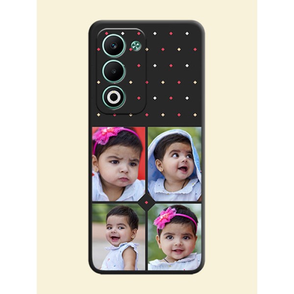 Multicolor Dotted Pattern with 4 Image Holder On Space Black Custom Soft Matte Mobile Back Cover - Oppo A5 5G Multicolor Dotted Pattern with 4 Image Holder On Space Black Custom Soft Matte Mobile Back Cover - Oppo A5 5G